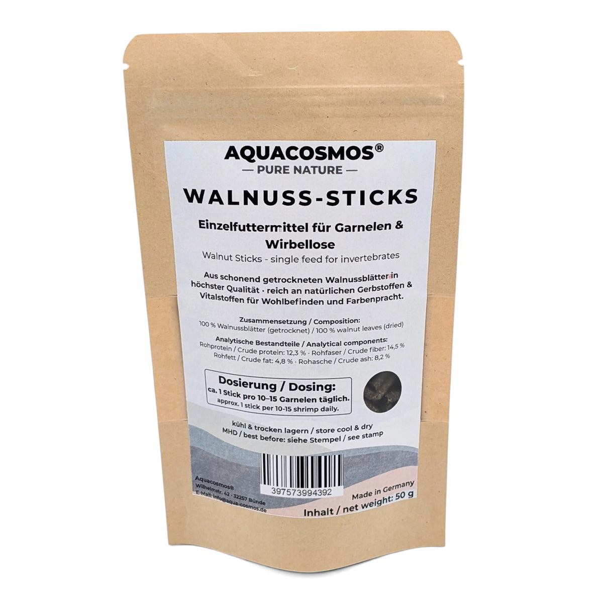 Walnuss-Sticks – Natürliches Garnelenfutter für starke & gesunde Garnelen